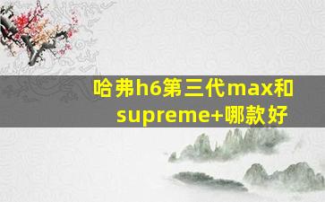 哈弗h6第三代max和supreme+哪款好