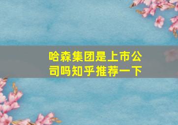 哈森集团是上市公司吗知乎推荐一下