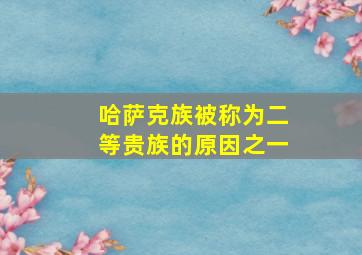 哈萨克族被称为二等贵族的原因之一