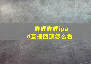 哔哩哔哩ipad直播回放怎么看