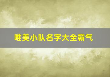 唯美小队名字大全霸气