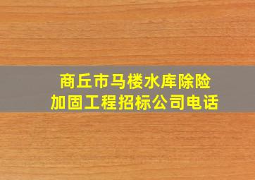 商丘市马楼水库除险加固工程招标公司电话