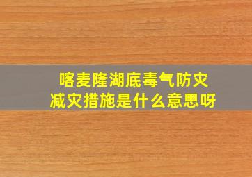 喀麦隆湖底毒气防灾减灾措施是什么意思呀