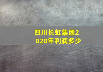 四川长虹集团2020年利润多少