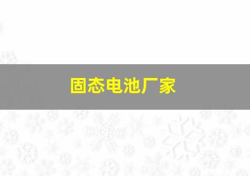 固态电池厂家