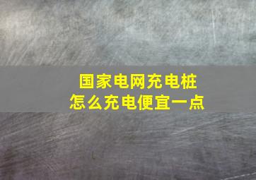 国家电网充电桩怎么充电便宜一点