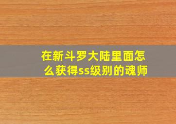 在新斗罗大陆里面怎么获得ss级别的魂师