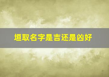 垣取名字是吉还是凶好