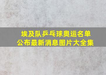 埃及队乒乓球奥运名单公布最新消息图片大全集