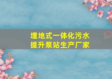 埋地式一体化污水提升泵站生产厂家