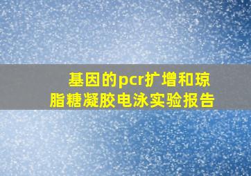 基因的pcr扩增和琼脂糖凝胶电泳实验报告