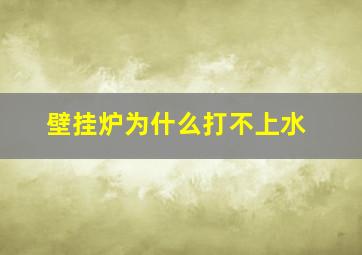 壁挂炉为什么打不上水