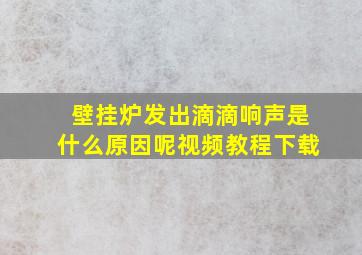 壁挂炉发出滴滴响声是什么原因呢视频教程下载