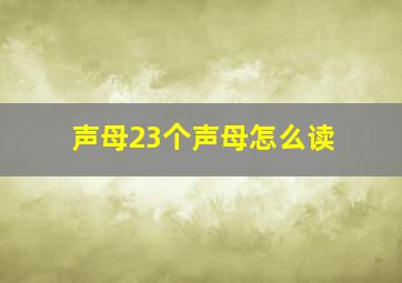 声母23个声母怎么读