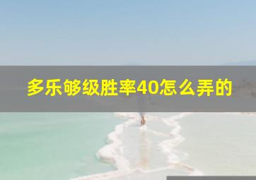 多乐够级胜率40怎么弄的