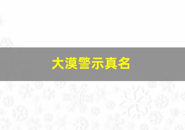 大漠警示真名