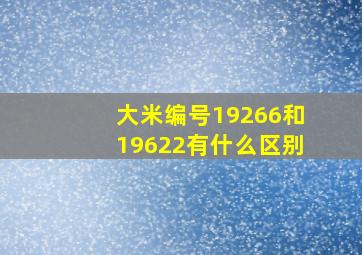 大米编号19266和19622有什么区别