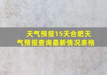 天气预报15天合肥天气预报查询最新情况表格