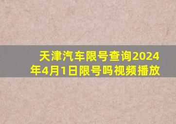 天津汽车限号查询2024年4月1日限号吗视频播放