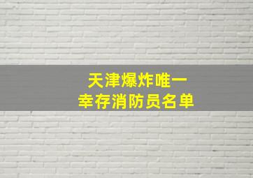 天津爆炸唯一幸存消防员名单