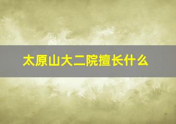 太原山大二院擅长什么