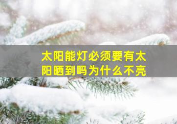 太阳能灯必须要有太阳晒到吗为什么不亮