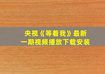 央视《等着我》最新一期视频播放下载安装