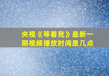 央视《等着我》最新一期视频播放时间是几点