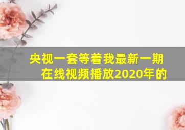 央视一套等着我最新一期在线视频播放2020年的