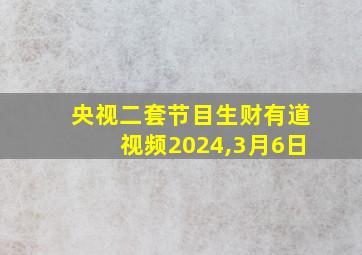 央视二套节目生财有道视频2024,3月6日