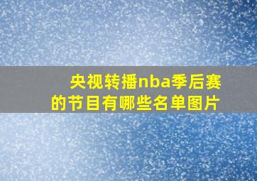 央视转播nba季后赛的节目有哪些名单图片