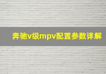 奔驰v级mpv配置参数详解