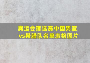 奥运会落选赛中国男篮vs希腊队名单表格图片