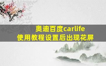 奥迪百度carlife使用教程设置后出现花屏