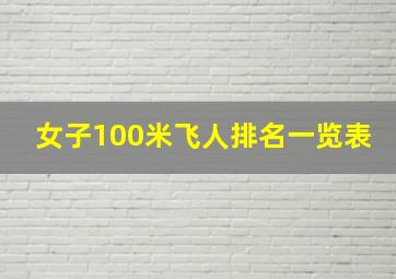 女子100米飞人排名一览表