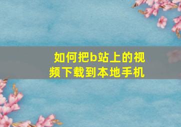 如何把b站上的视频下载到本地手机