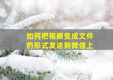 如何把视频变成文件的形式发送到微信上