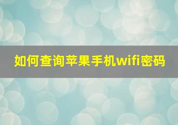 如何查询苹果手机wifi密码