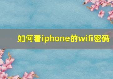 如何看iphone的wifi密码