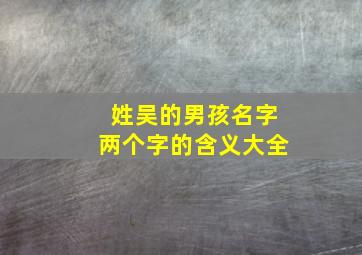 姓吴的男孩名字两个字的含义大全