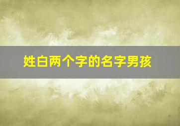 姓白两个字的名字男孩