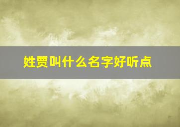 姓贾叫什么名字好听点