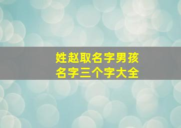 姓赵取名字男孩名字三个字大全