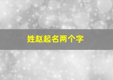 姓赵起名两个字