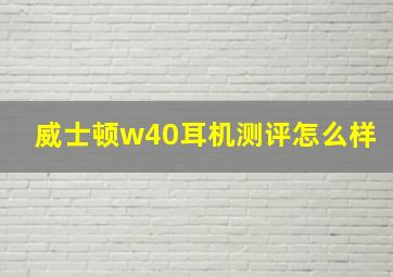 威士顿w40耳机测评怎么样