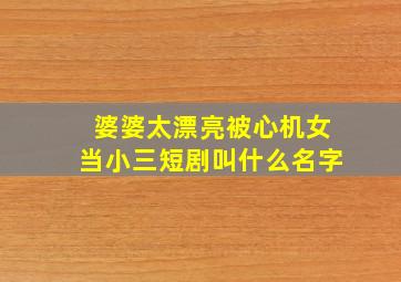 婆婆太漂亮被心机女当小三短剧叫什么名字