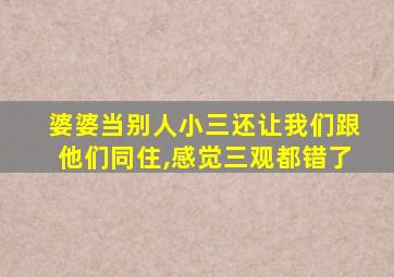 婆婆当别人小三还让我们跟他们同住,感觉三观都错了