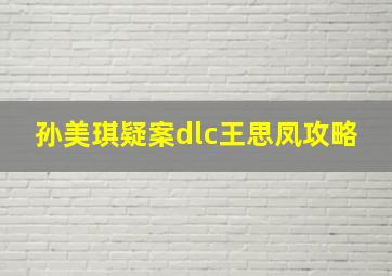 孙美琪疑案dlc王思凤攻略