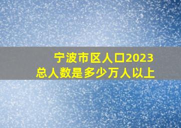 宁波市区人口2023总人数是多少万人以上