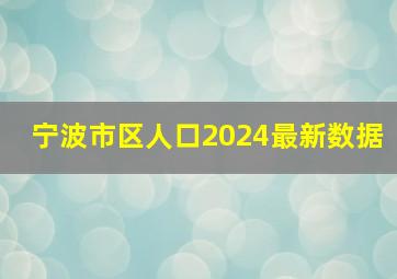 宁波市区人口2024最新数据